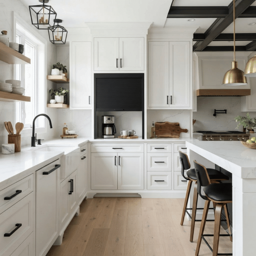 black framed appliance garage
