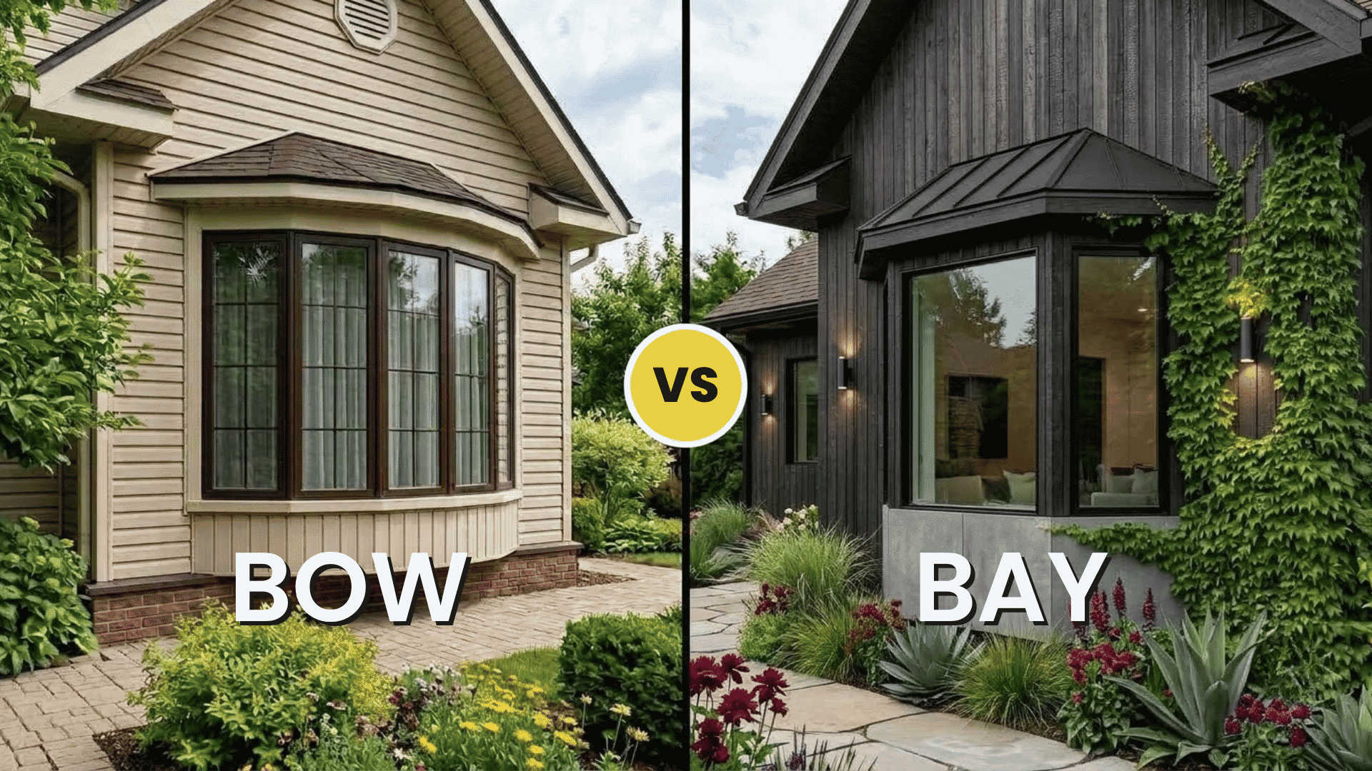 bow and bay windows comparison showing different exterior home window designs