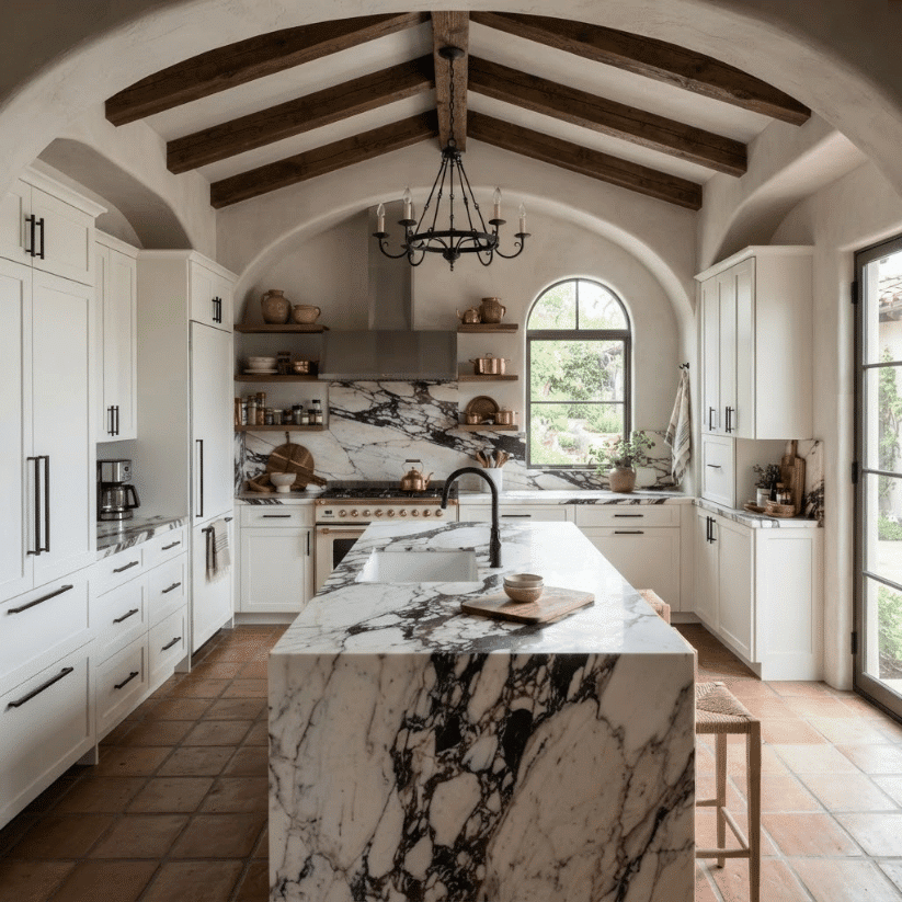 calacatta marble slab with black veining