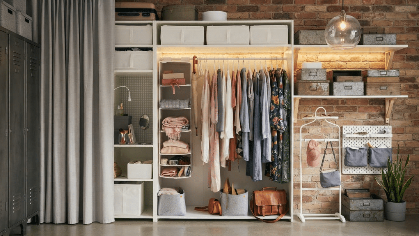 IKEA PAX wardrobes extended to the ceiling with custom panels and molding for a built-in appearance