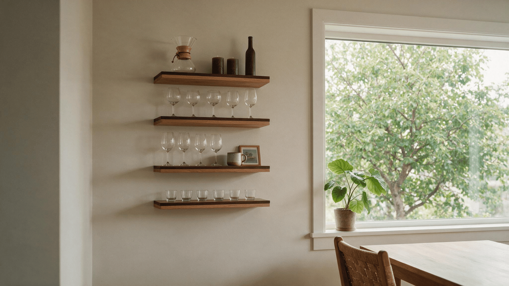 ikea-floating-shelf-bar-setup