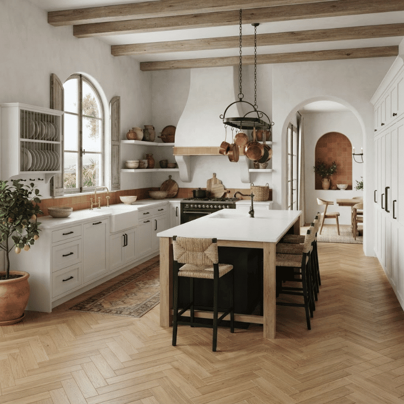 light oak herringbone hardwood floor