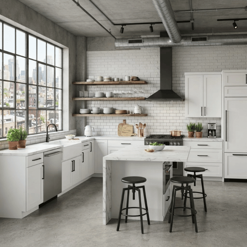 matte black slim pulls on white shaker doors