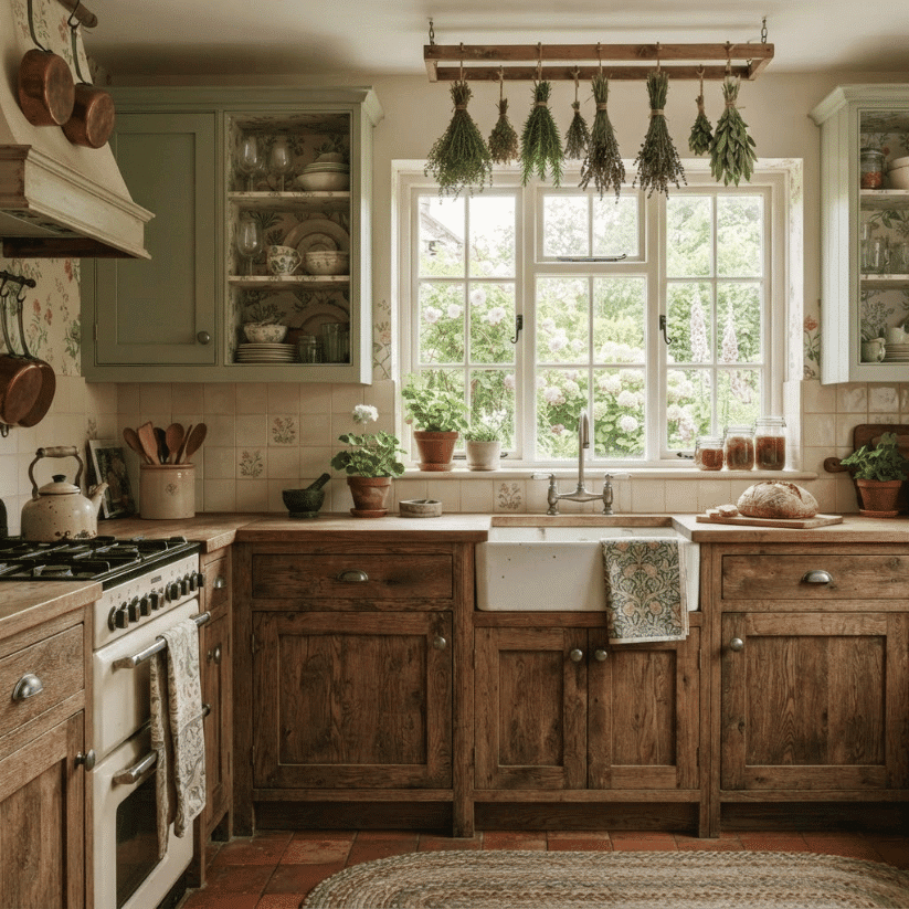 rustic oak lower sage green upper