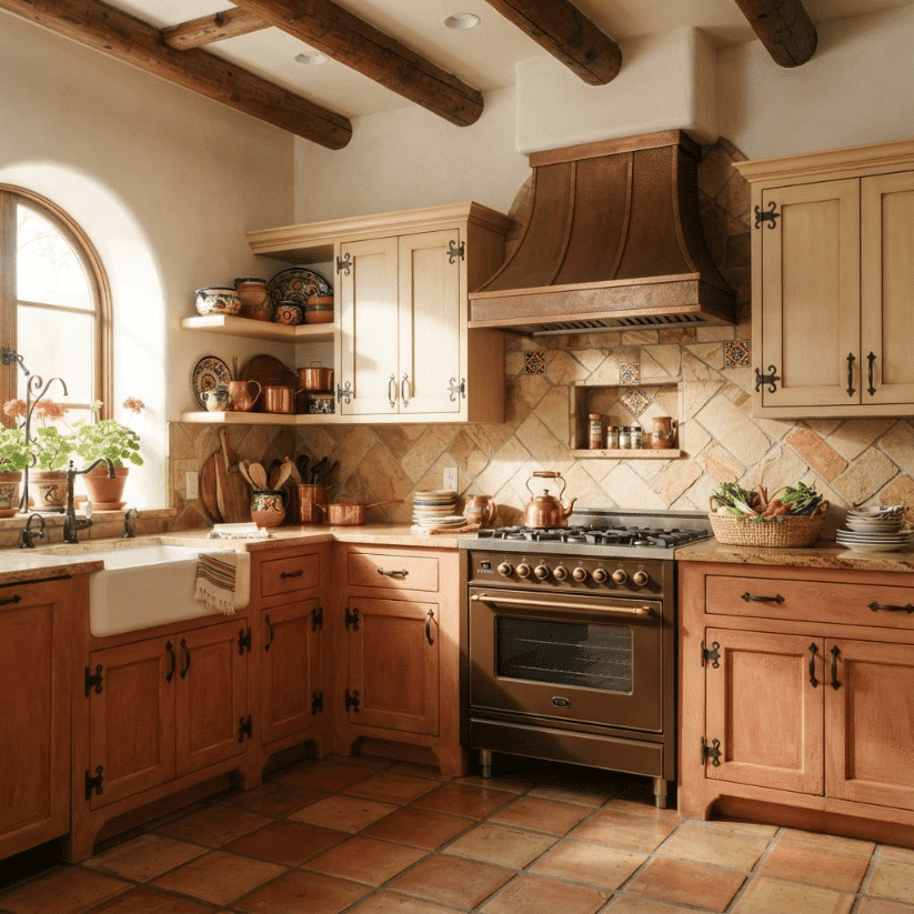 terracotta lowers warm beige uppers