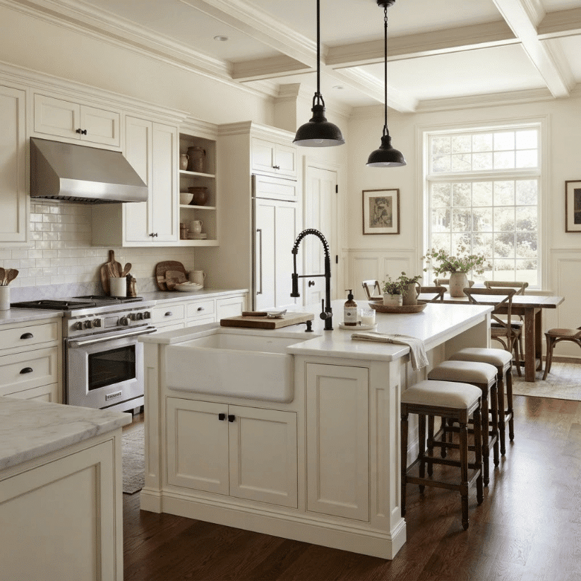 vintage black cup pulls on shaker drawers