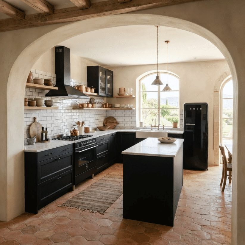 white subway tile with dark charcoal grout